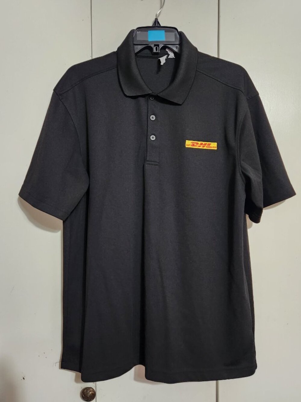 Men Clique DHL Express Delivery Uniform Polo Shirt Size Large Black Short Sleeve